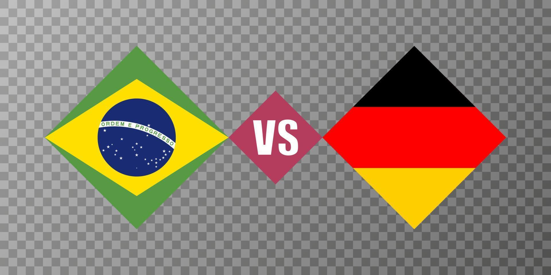 Brazil vs Germany flag concept. Vector illustration.