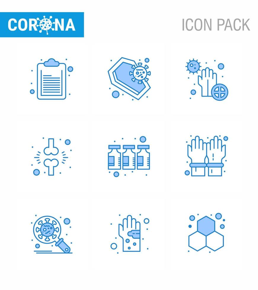 conjunto simple de covid19 protección azul 25 icono del paquete de iconos incluido fracción del paciente covid freno bacterias coronavirus viral 2019nov enfermedad vector elementos de diseño