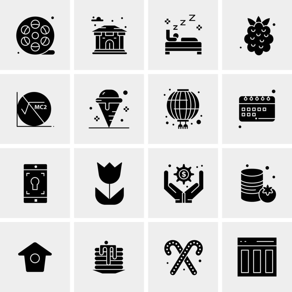 16 iconos de negocios universales vector ilustración de icono creativo para usar en proyectos relacionados con la web y dispositivos móviles