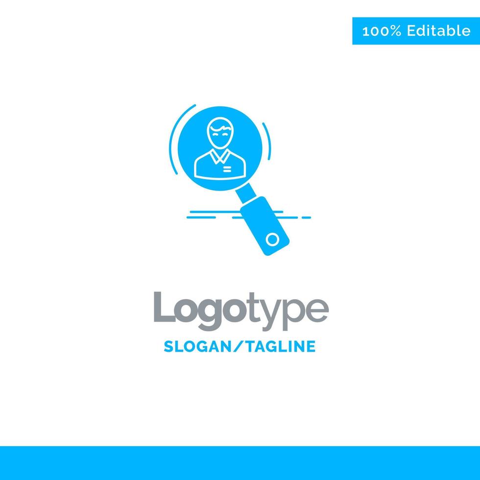 buscar empleado hr cazar recursos personales currículum plantilla de logotipo sólido azul lugar para el eslogan vector