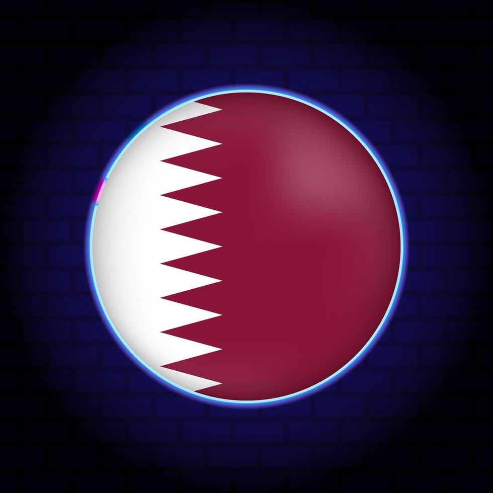 Neon Qatar flag. Vector illustration.