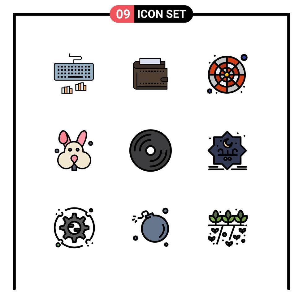 Set of 9 Modern UI Icons Symbols Signs for rabbit bynny personal sample color palette Editable Vector Design Elements