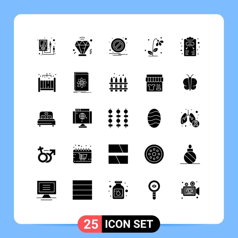 Universal Icon Symbols Group of 25 Modern Solid Glyphs of plan business plan notification spring flower Editable Vector Design Elements