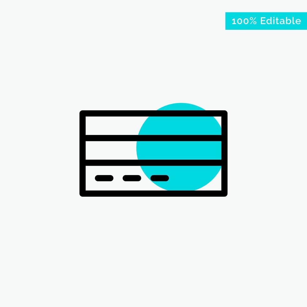 Business Card Credit Finance Interface User turquoise highlight circle point Vector icon
