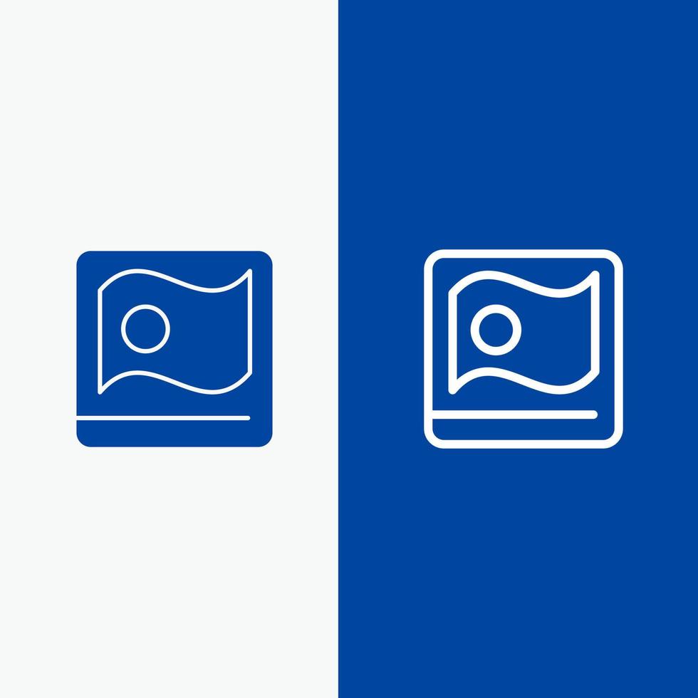 bandera de bangladesh línea de bangla asiático y icono sólido de glifo línea de banner azul y icono sólido de glifo bandera azul vector