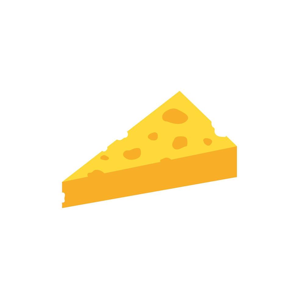 Icon of cut cheese slice. Flat vector illustration.