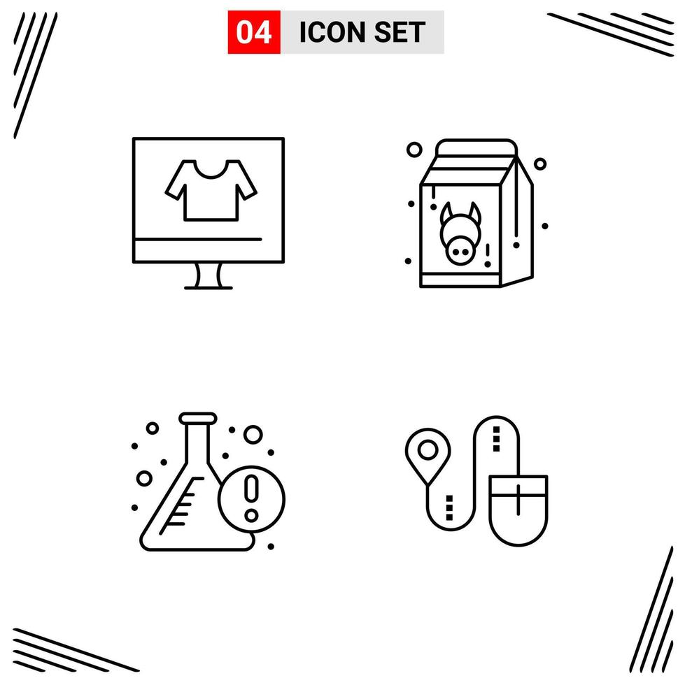 4 iconos de estilo de línea basados en cuadrícula símbolos de esquema creativos para el diseño de sitios web signos de icono de línea simple aislados en fondo blanco 4 conjunto de iconos fondo de vector de icono negro creativo