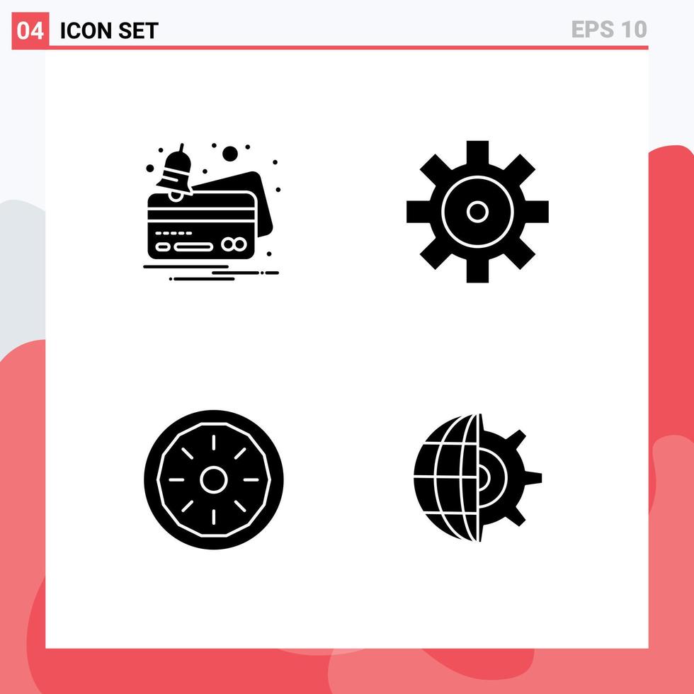 4 iconos creativos signos y símbolos modernos de la configuración del vehículo de pago del pastel de tarjeta elementos de diseño vectorial editables de acción de gracias vector