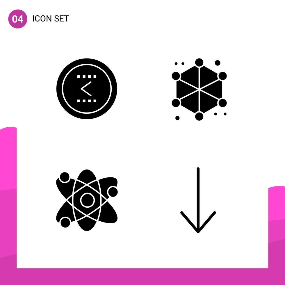 conjunto de iconos de glifo paquete de 4 iconos sólidos aislados en fondo blanco para el diseño de sitios web receptivos, impresión y aplicaciones móviles, fondo de vector de icono negro creativo