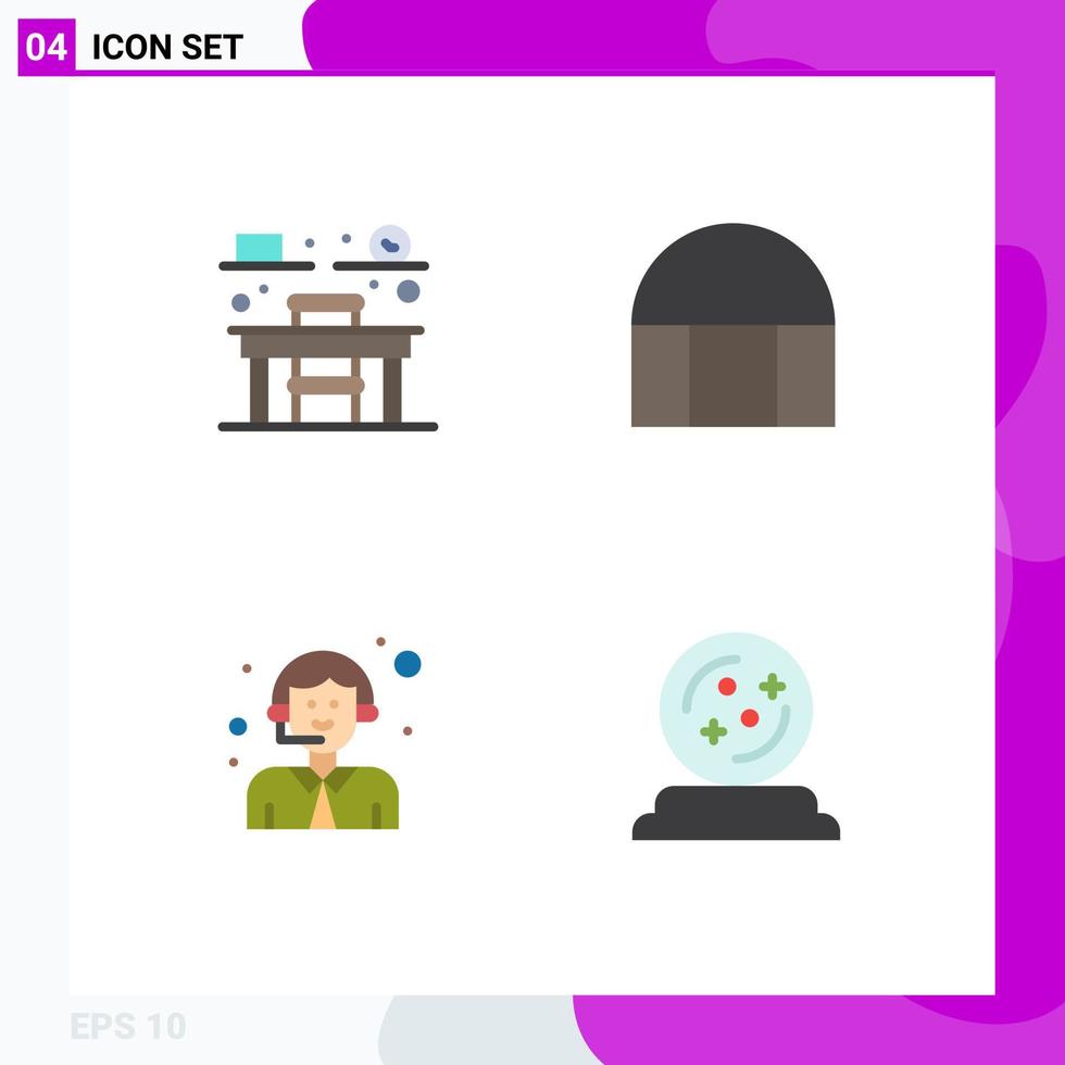 4 Thematic Vector Flat Icons and Editable Symbols of chair logistic building mosque halloween Editable Vector Design Elements