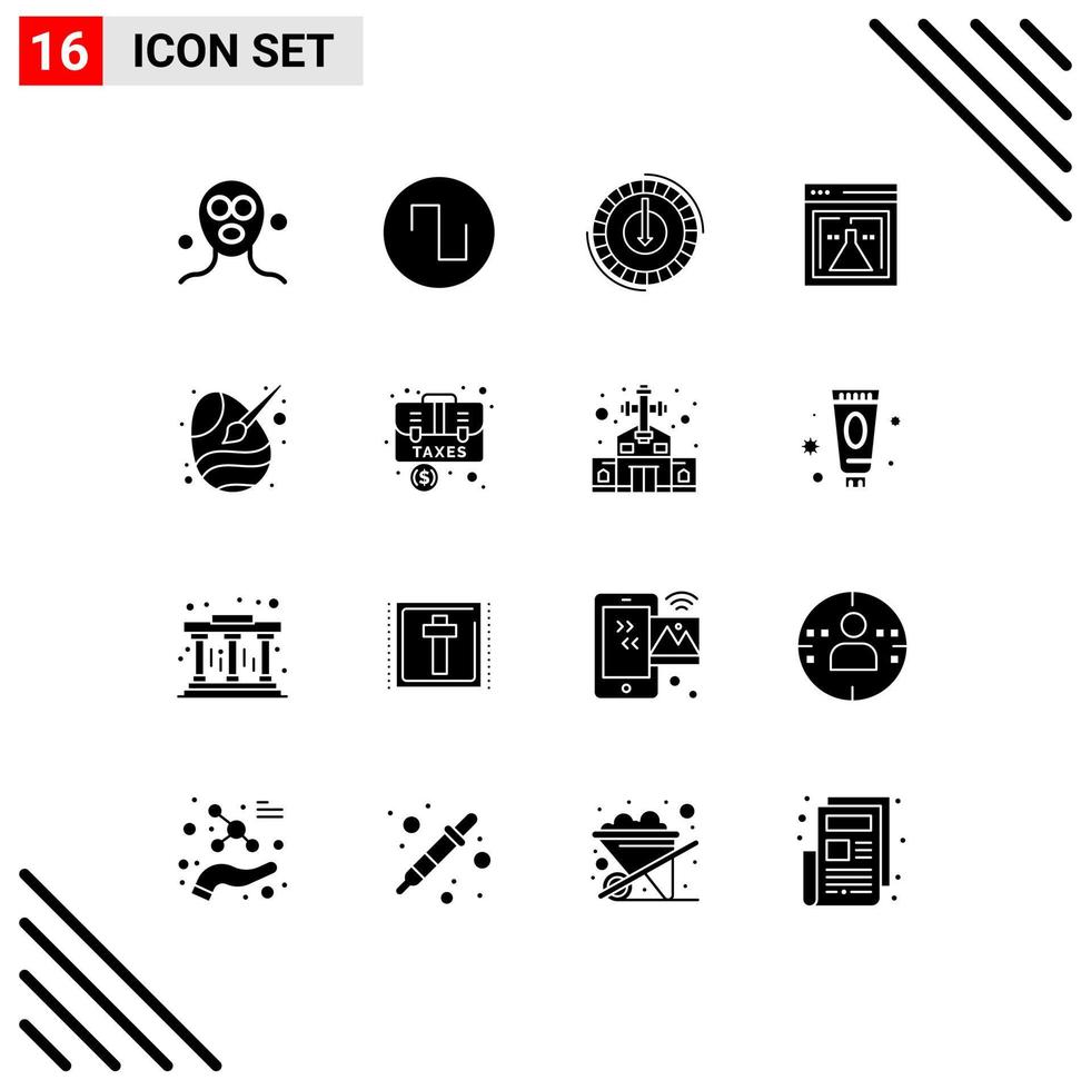 Modern Set of 16 Solid Glyphs and symbols such as color web cost research flask Editable Vector Design Elements