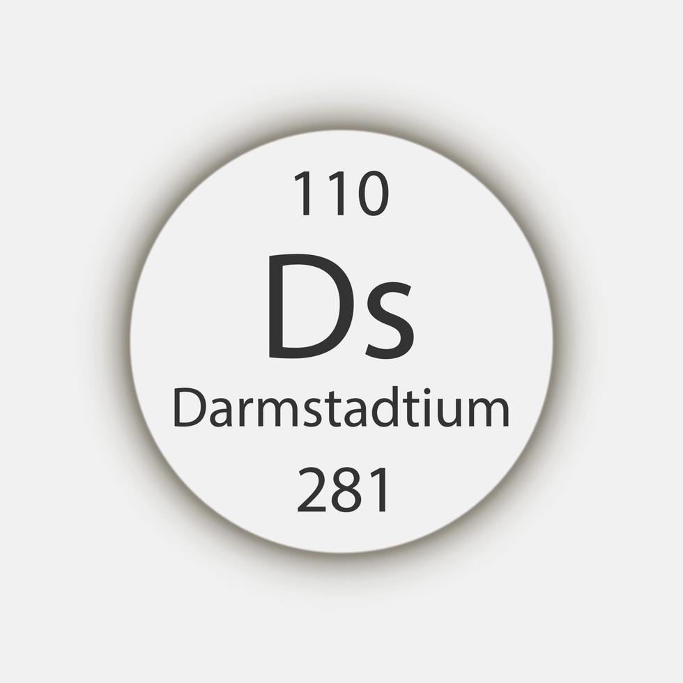 Darmstadtium symbol. Chemical element of the periodic table. Vector illustration.