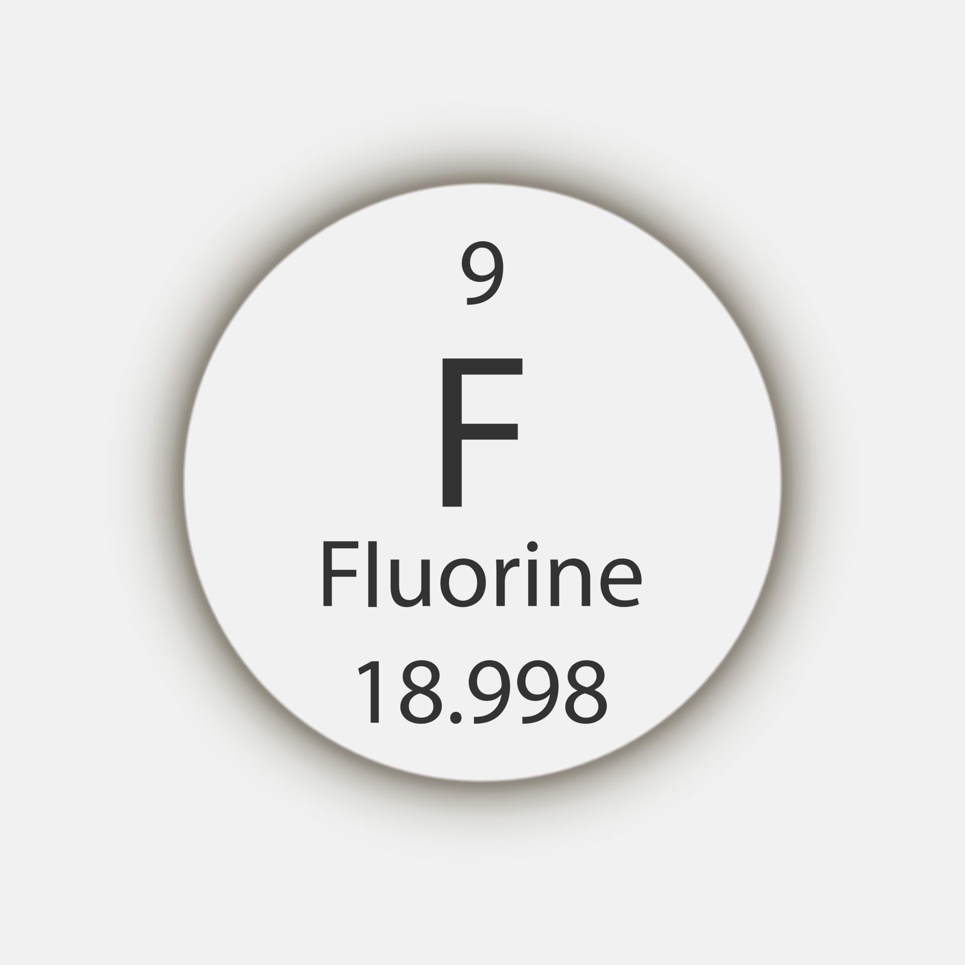 Fluorine symbol. Chemical element of the periodic table. Vector