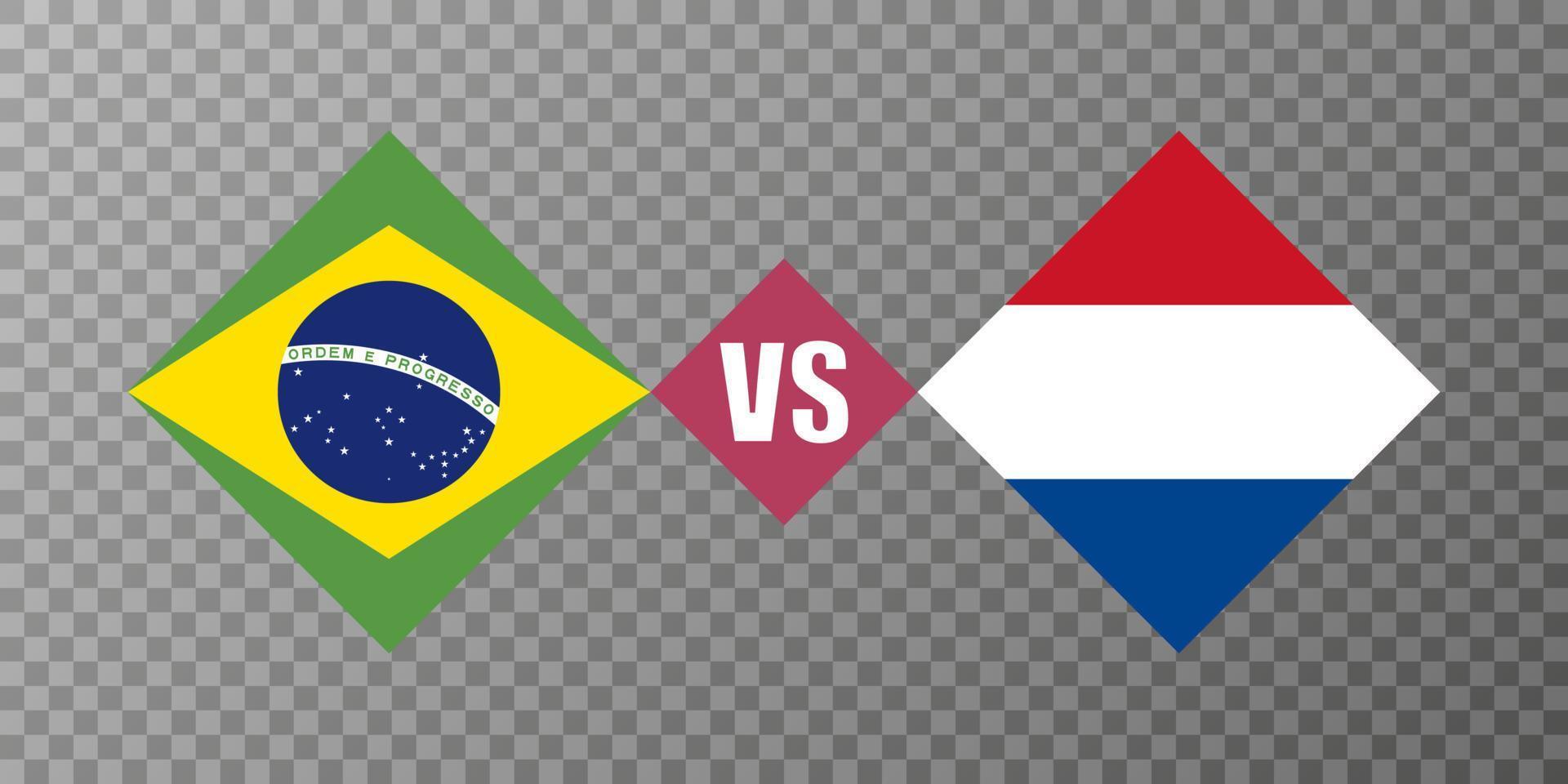 Brazil vs Netherlands flag concept. Vector illustration.