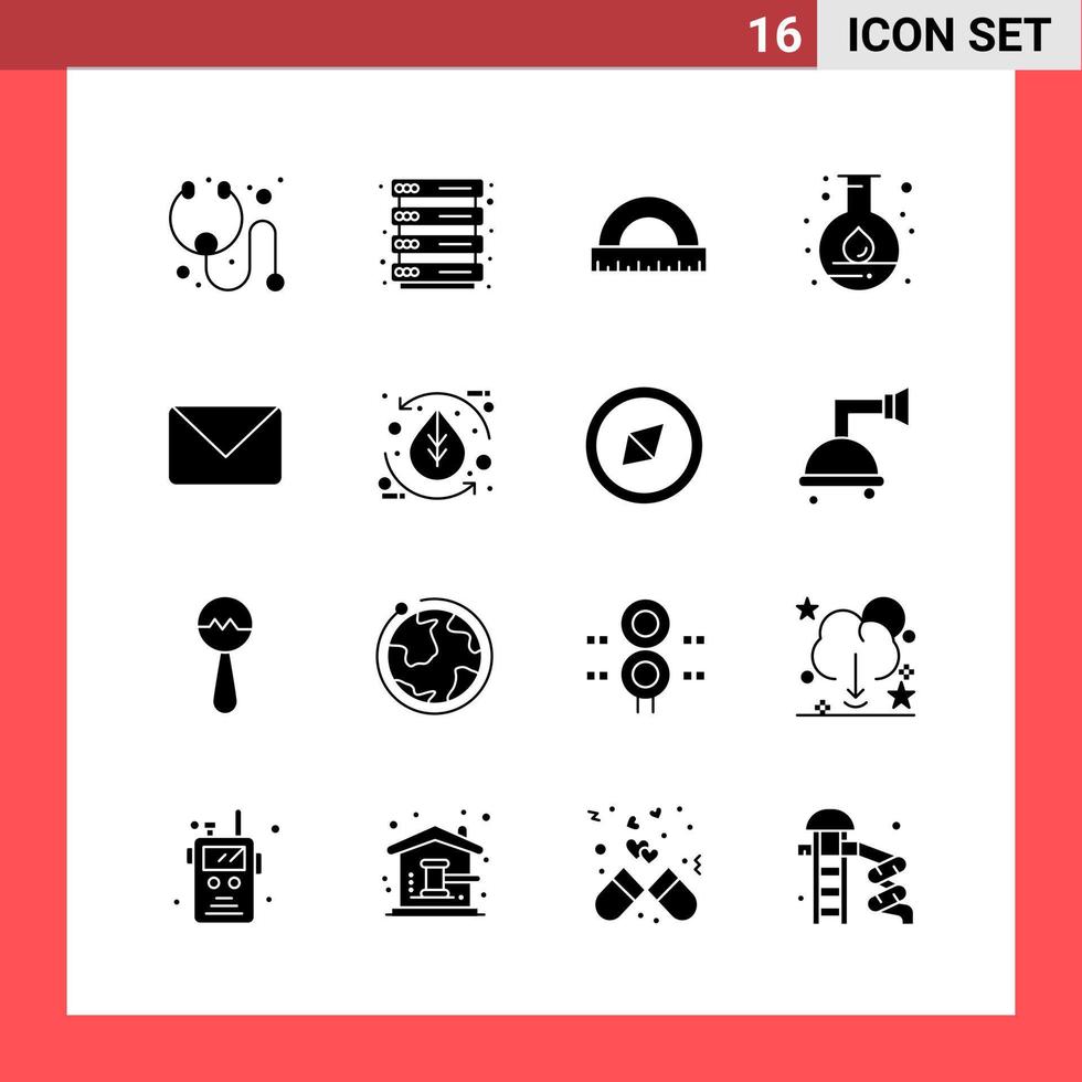 16 Icon Pack Solid Style Glyph Symbols on White Background Simple Signs ...