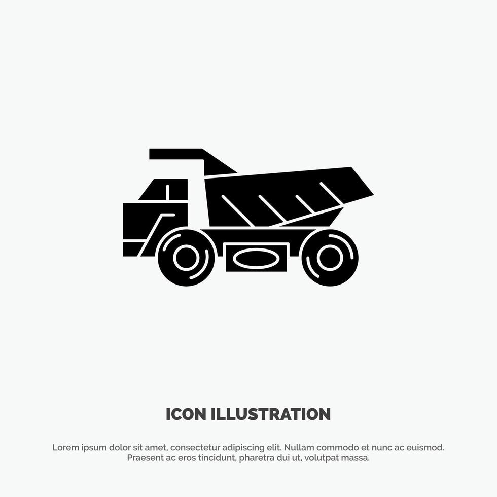 Truck Trailer Transport Construction solid Glyph Icon vector