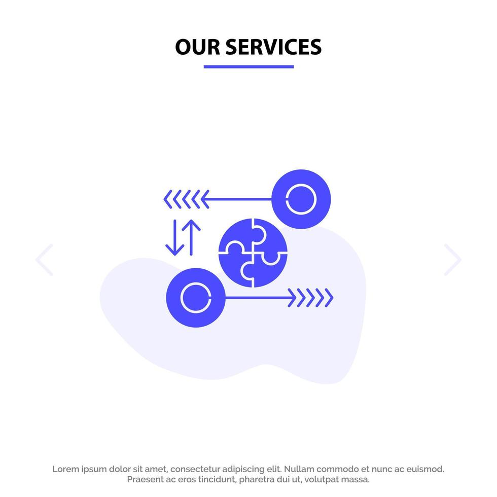 Our Services Puzzle Business Idea Marketing Pertinent Solid Glyph Icon Web card Template vector