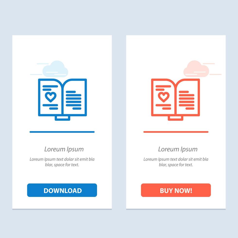 Book Love Heart Wedding  Blue and Red Download and Buy Now web Widget Card Template vector