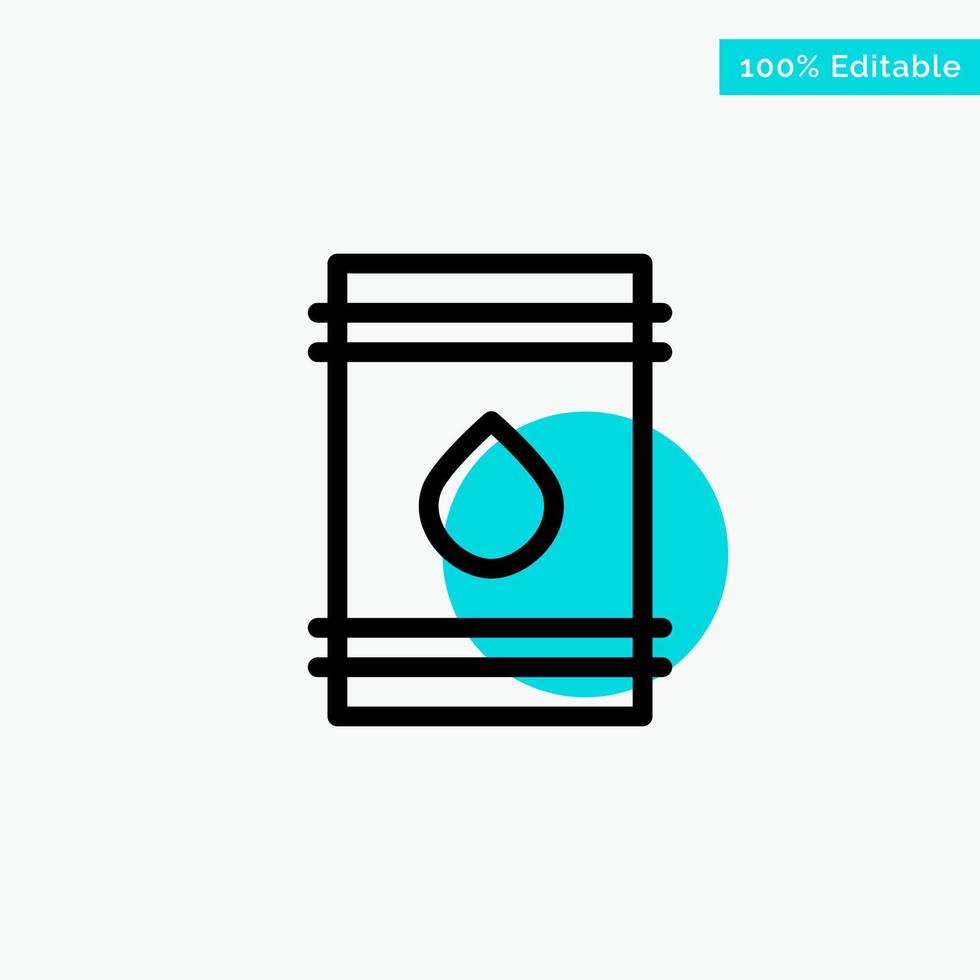 Barrel Oil Fuel flamable Eco turquoise highlight circle point Vector icon