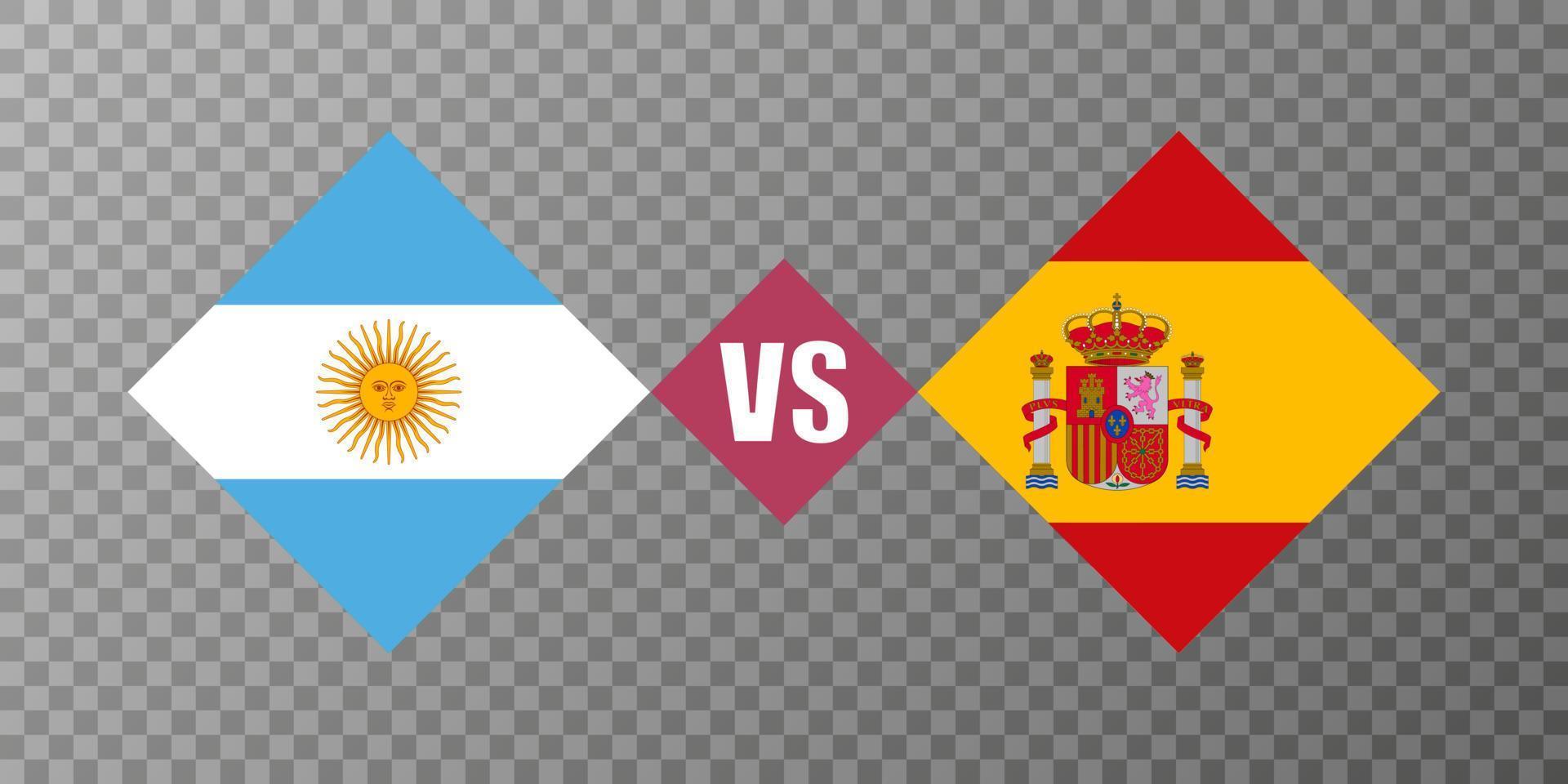 Argentina vs Spain flag concept. Vector illustration.