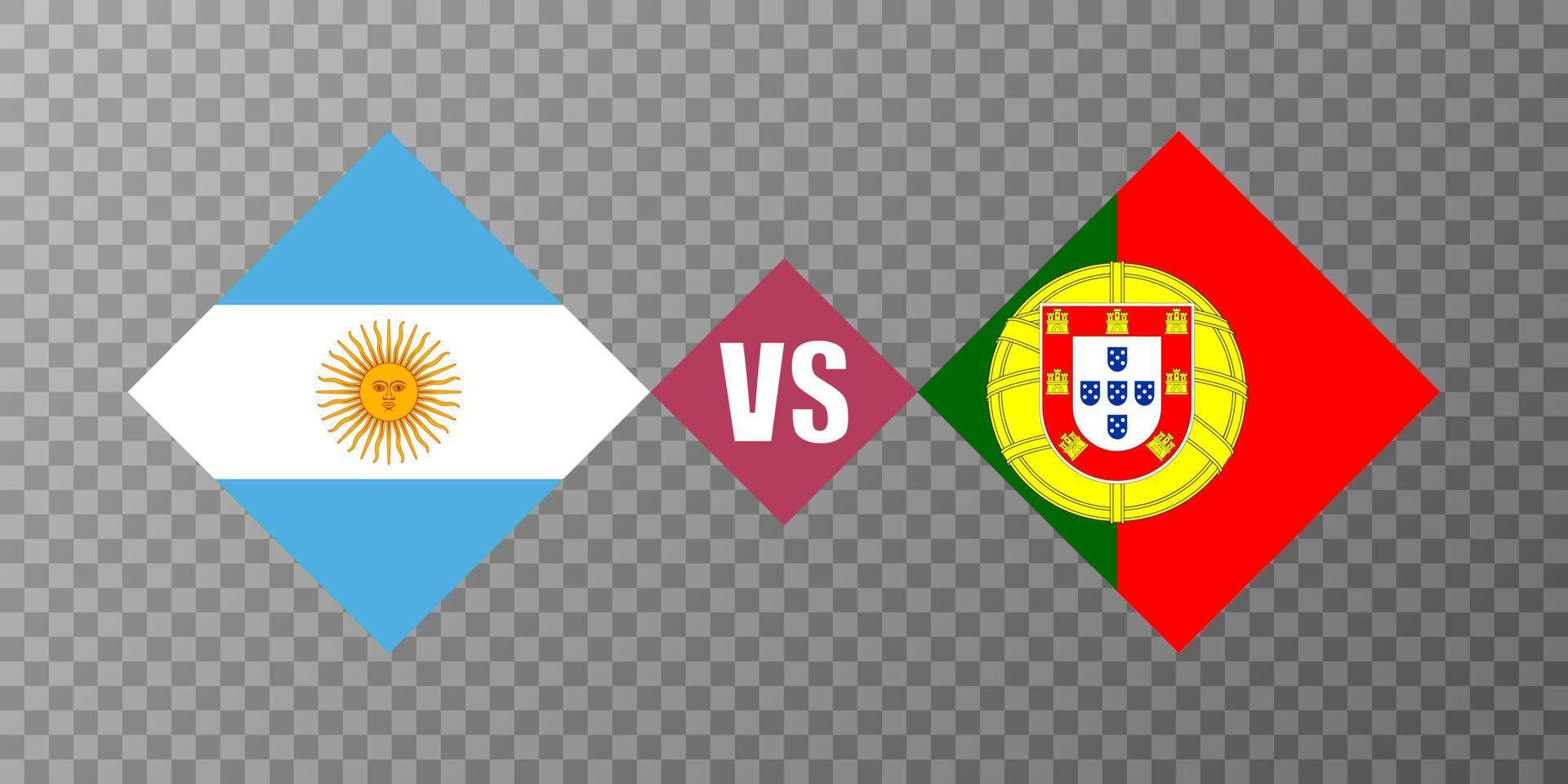 Argentina vs Portugal flag concept. Vector illustration.