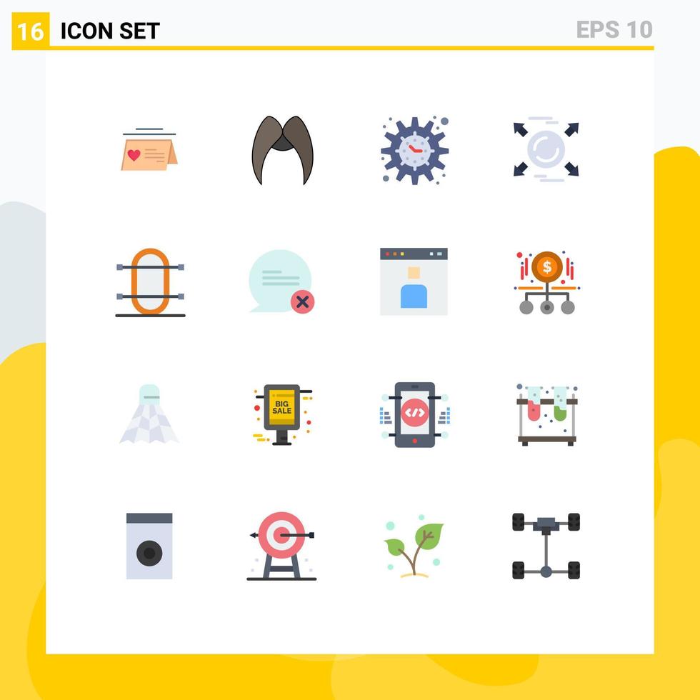 Set of 16 Modern UI Icons Symbols Signs for crew direction men arrow project goal Editable Pack of Creative Vector Design Elements