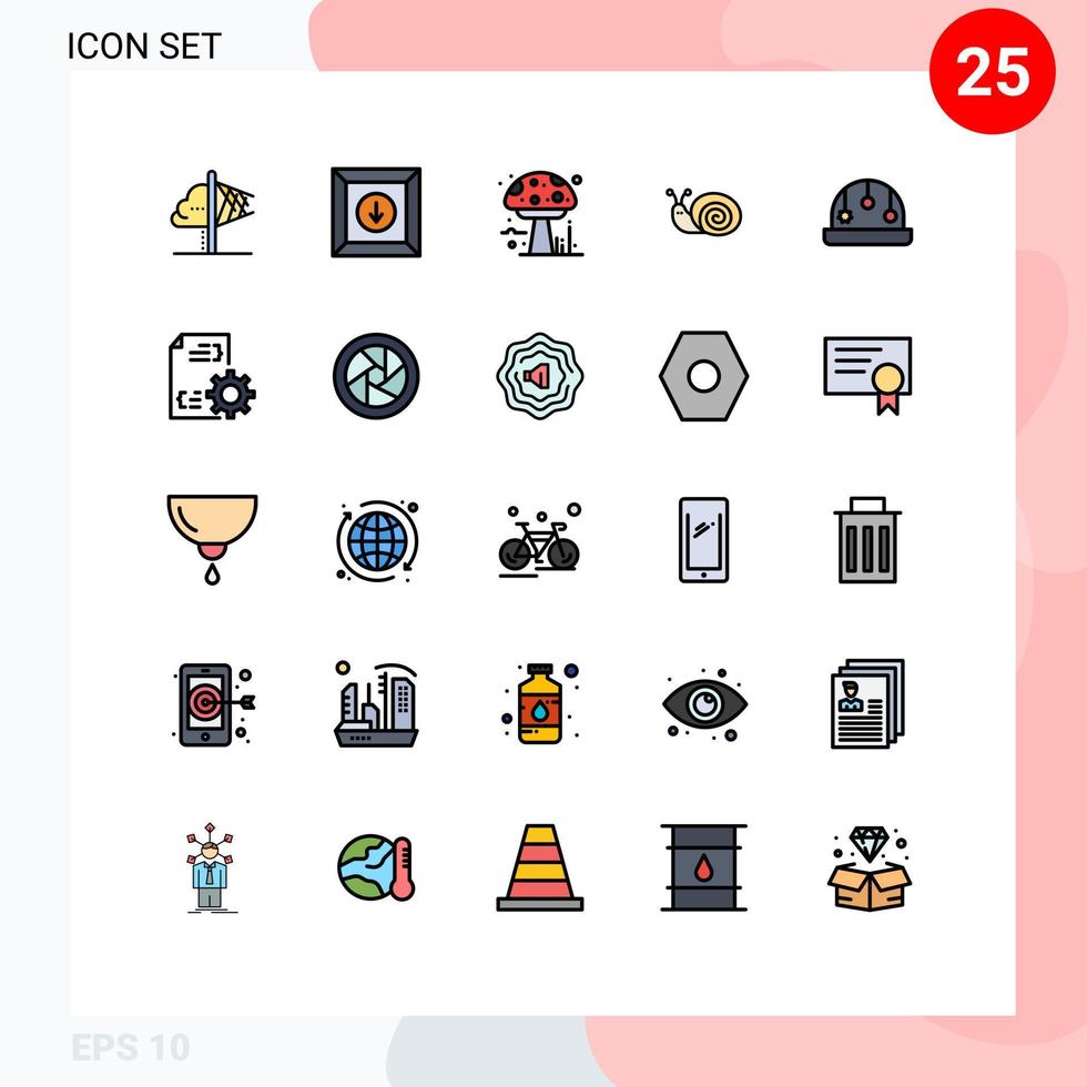 25 Filled line Flat Color concept for Websites Mobile and Apps playpen spring amanita snail bug Editable Vector Design Elements