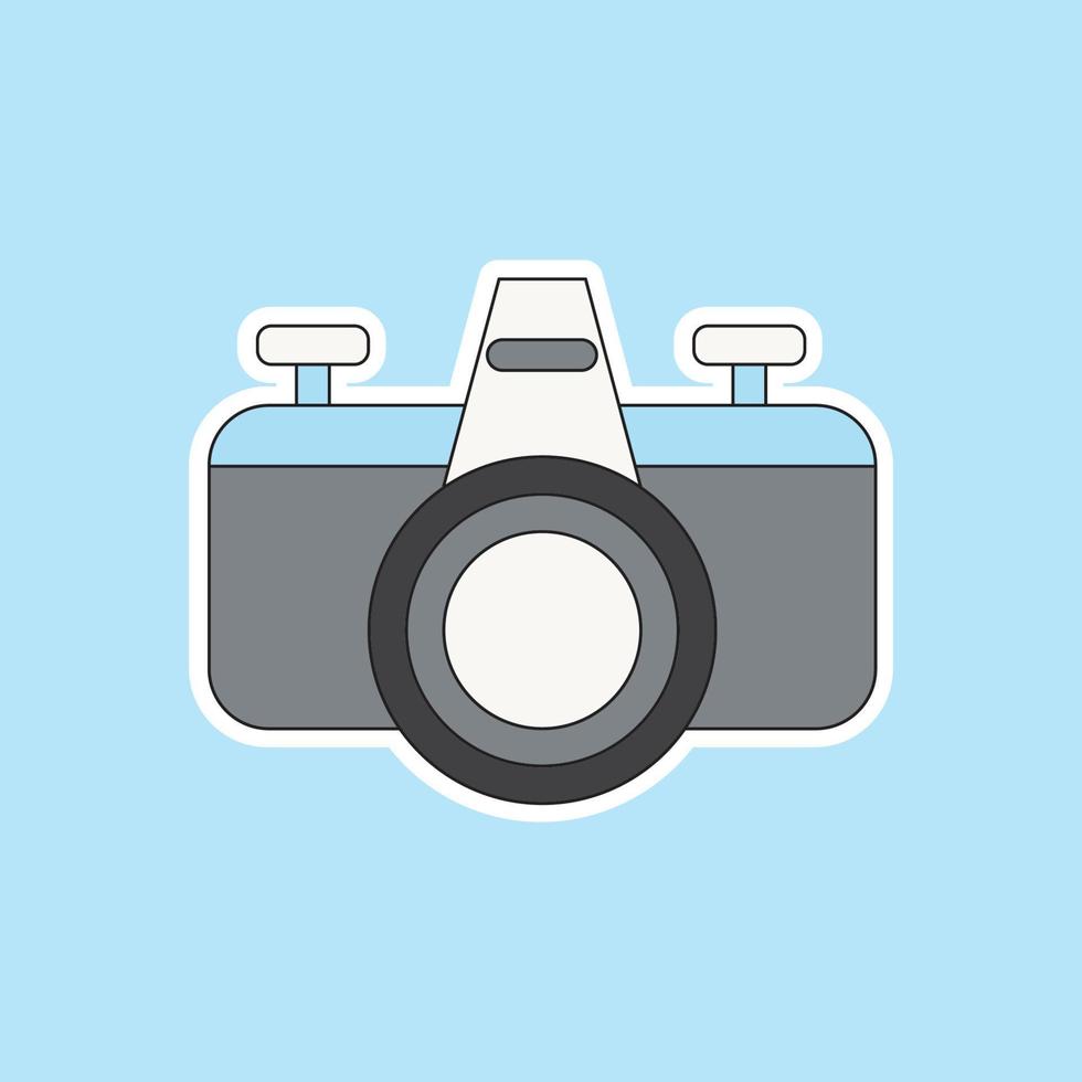 a camera isolated on blue background vector