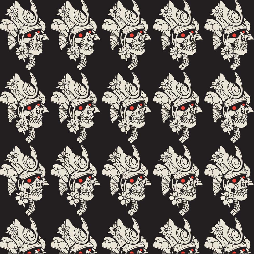 Seamless pattern with samurai masks vector