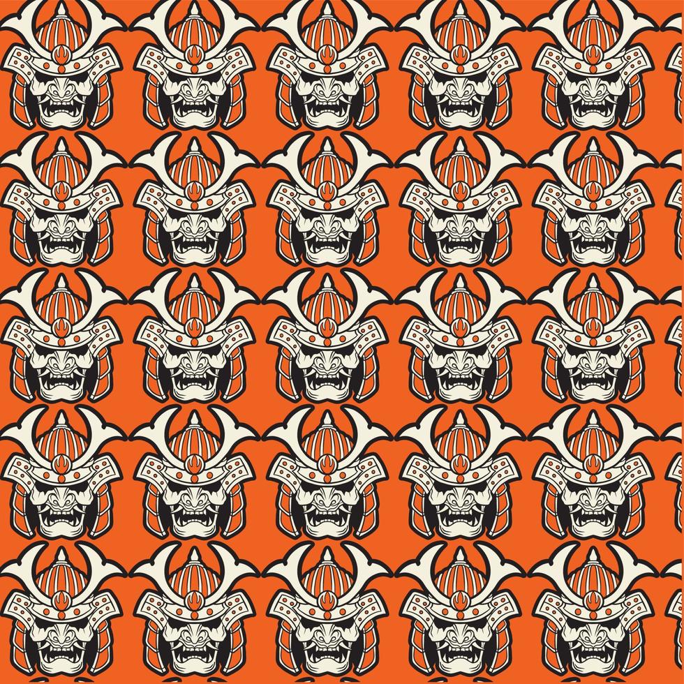 Seamless pattern with samurai masks vector