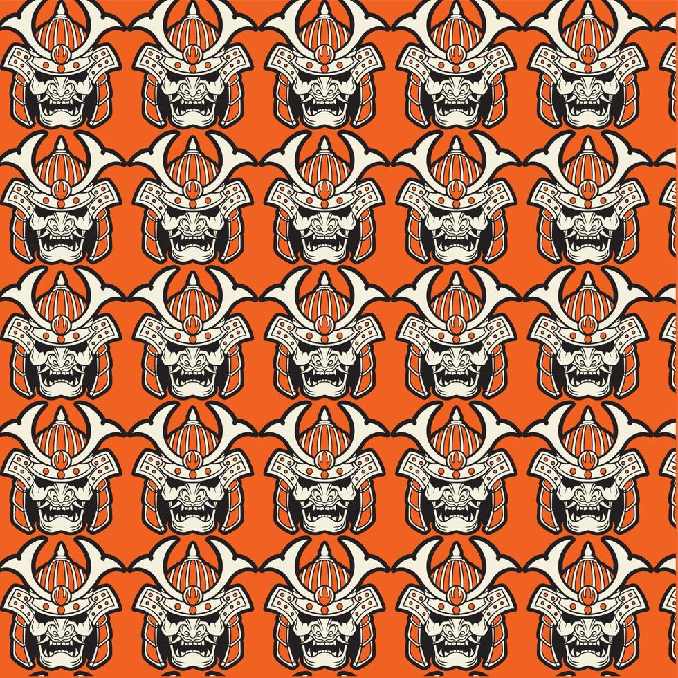 Seamless pattern with samurai masks vector