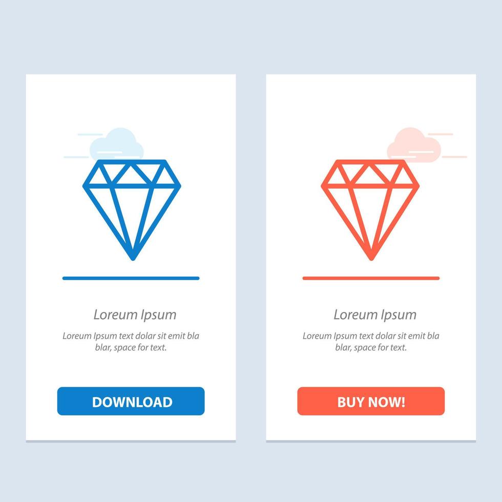 Diamond Jewel Jewelry Gam  Blue and Red Download and Buy Now web Widget Card Template vector
