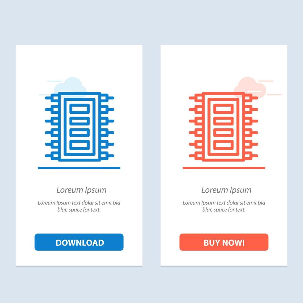 tecnología hardware chip computadora conectar azul y rojo descargar y comprar ahora plantilla de tarjeta de widget web vector