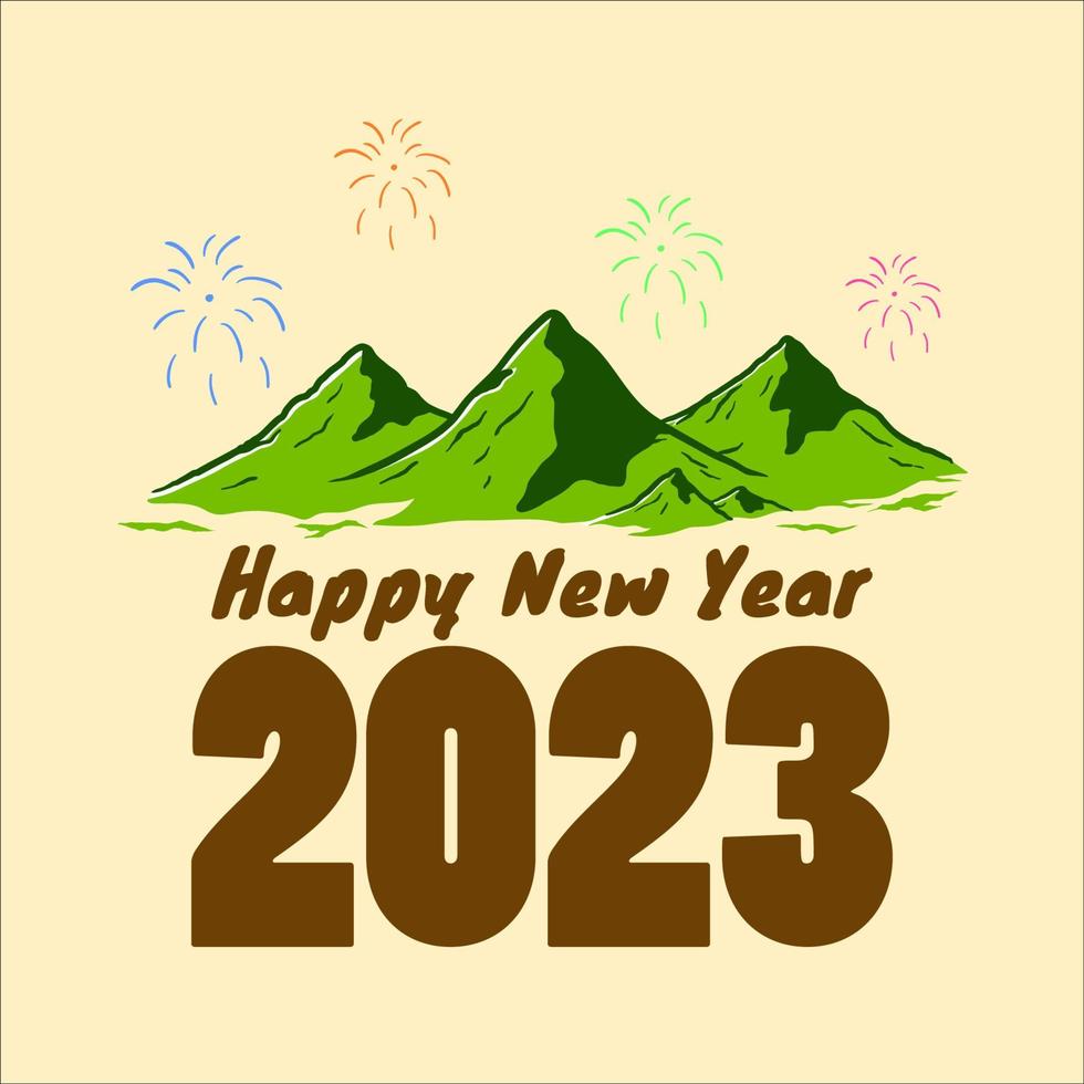 New Year in the mountain illustration vector