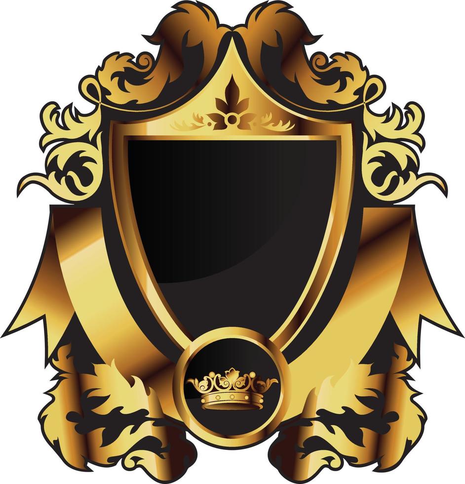 shields with ornaments in editable eps vector