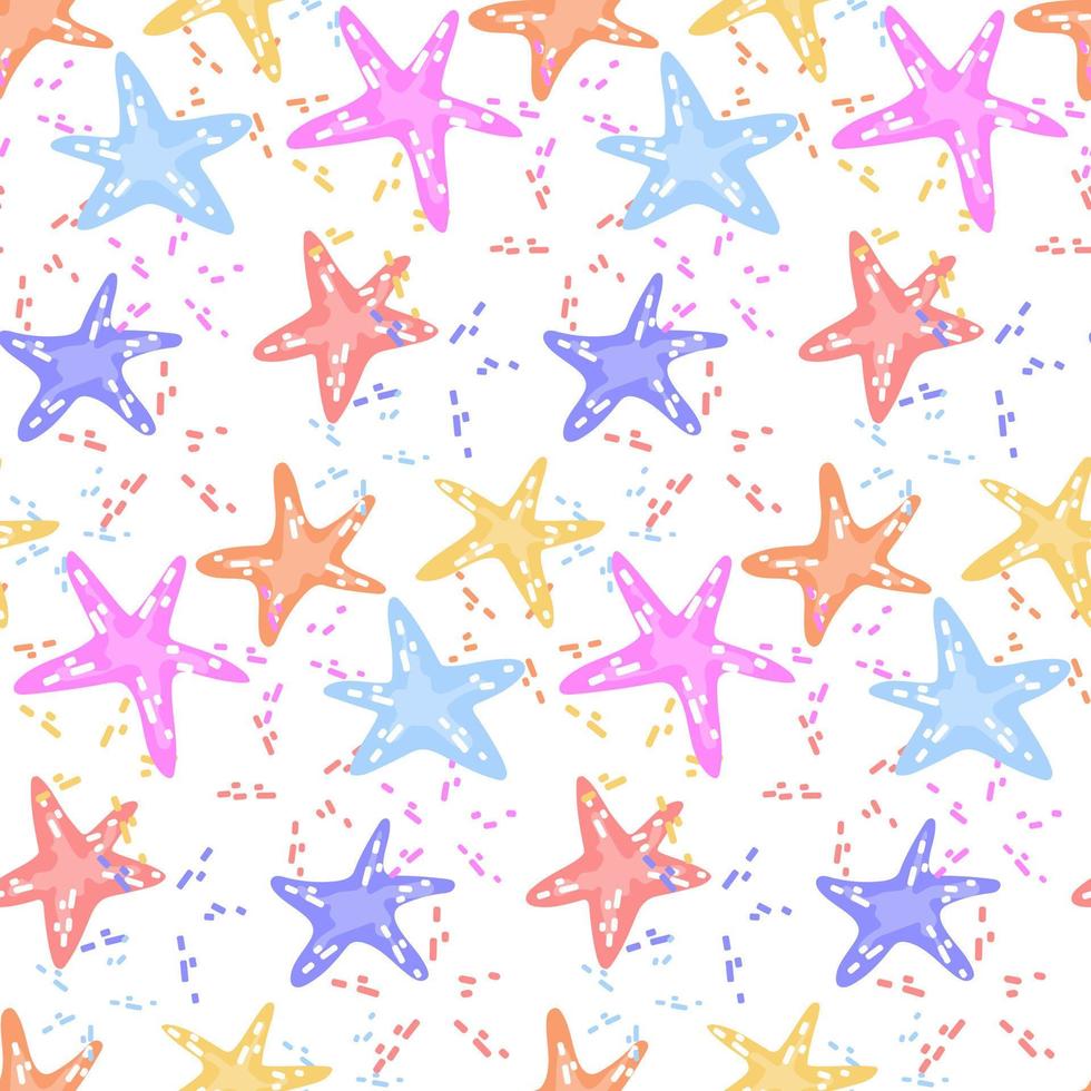 Vector seamless pattern with a starfish. Marine life, underwater world. Suitable for printing on textiles and paper. Children's illustration. Gift wrapping, printing on bedding.