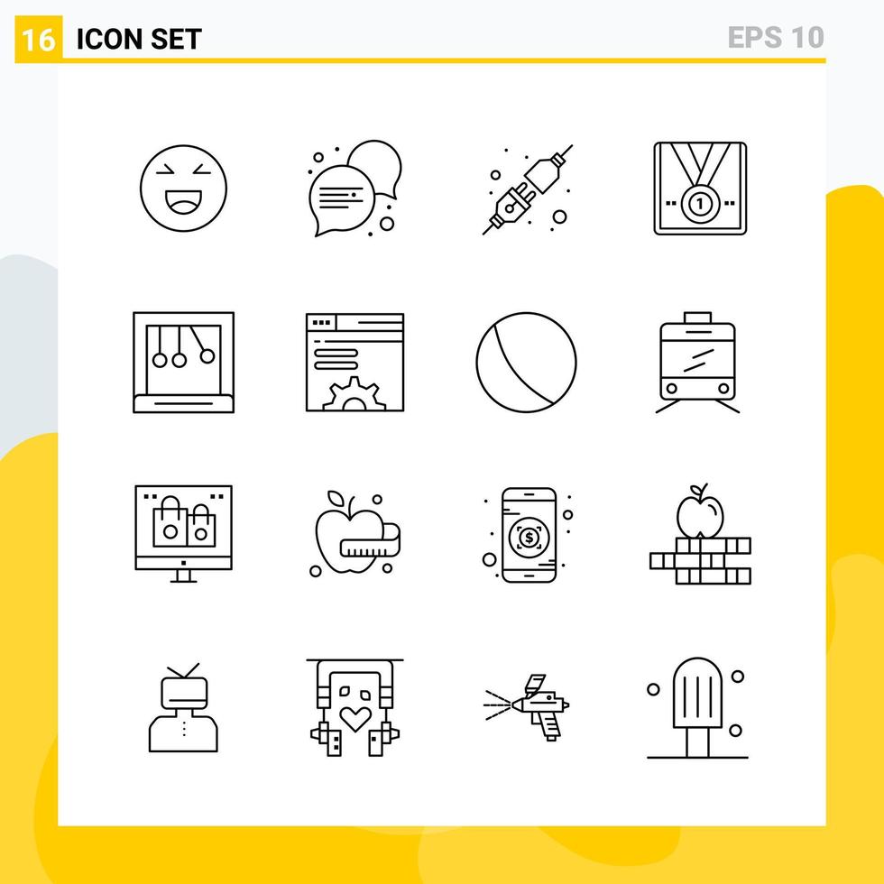 Collection of 16 Universal Line Icons Icon Set for Web and Mobile vector