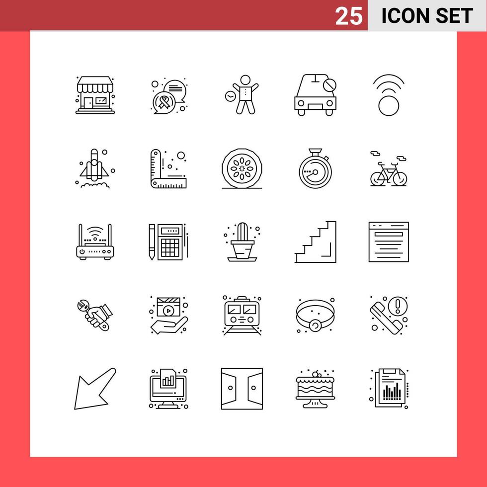 Set of 25 Commercial Lines pack for connection off gym no car Editable Vector Design Elements