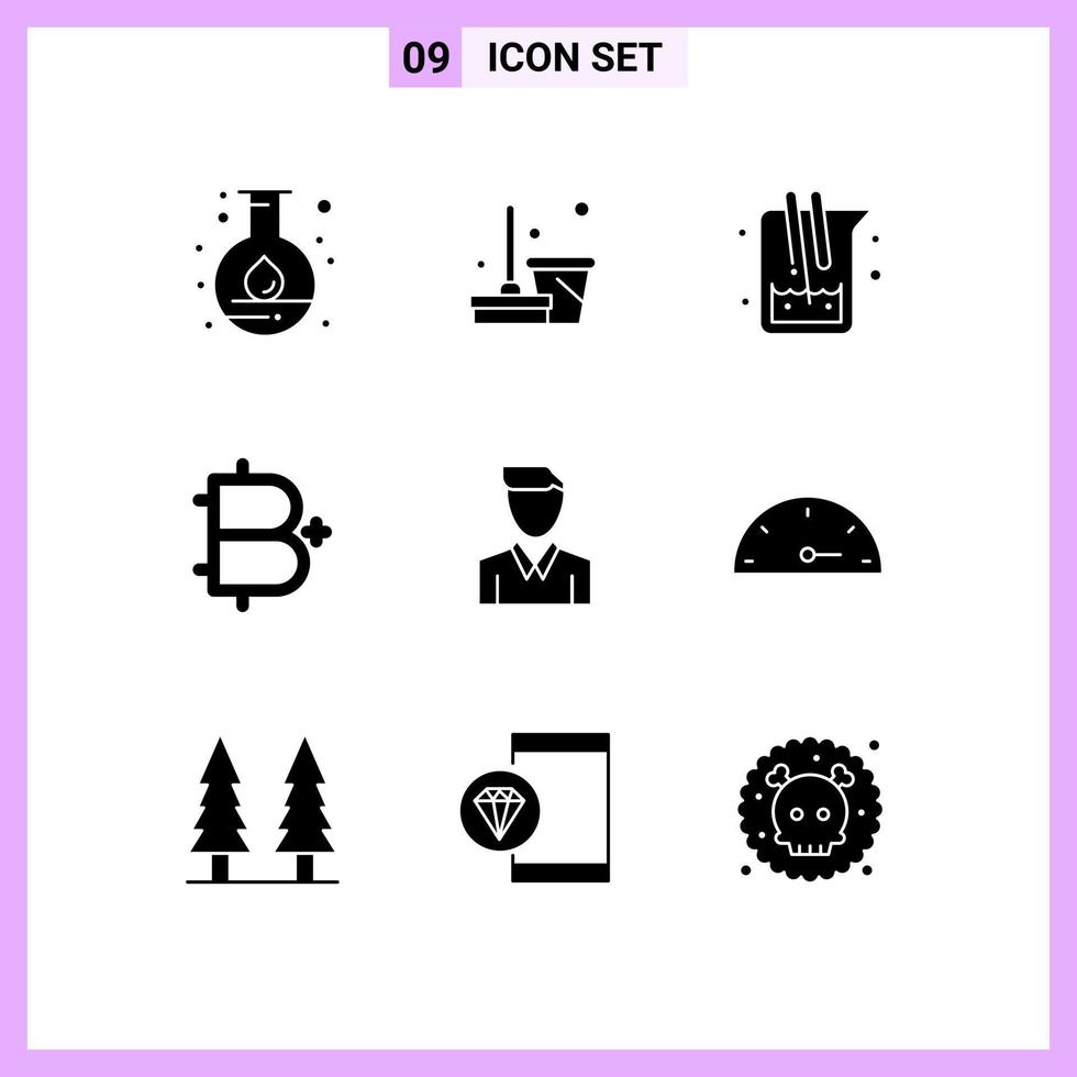 9 Universal Solid Glyph Signs Symbols of plus coin chemistry bitcoin lab Editable Vector Design Elements