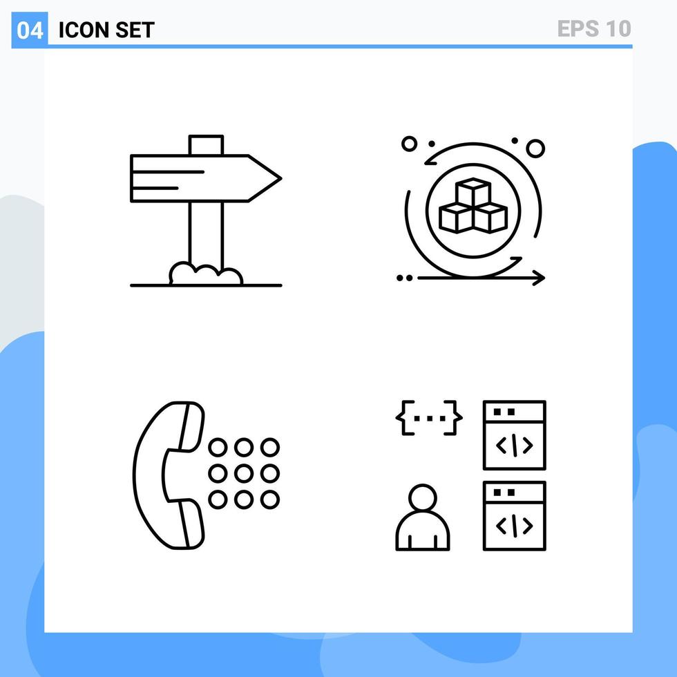 Modern 4 Line style icons Outline Symbols for general use Creative Line Icon Sign Isolated on White Background 4 Icons Pack vector