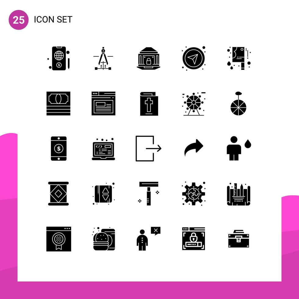 25 Solid Glyph concept for Websites Mobile and Apps halloween bloody knife navigational banking gps compass Editable Vector Design Elements
