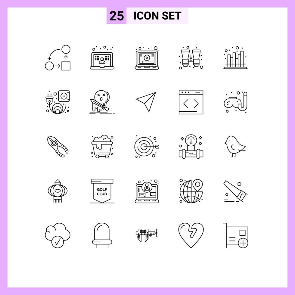 Pack of 25 creative Lines of business search user binoculars screen Editable Vector Design Elements
