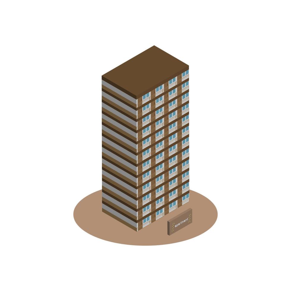 Building icon design with isometric style in 3d shape vector