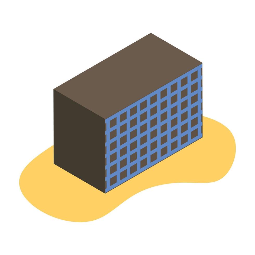 Building icon design with isometric style in 3d shape vector