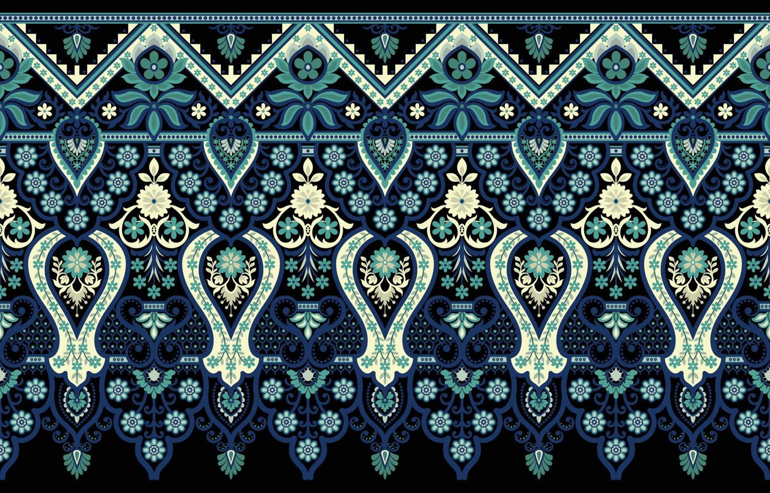 Textile Flower Border Pattern on background vector