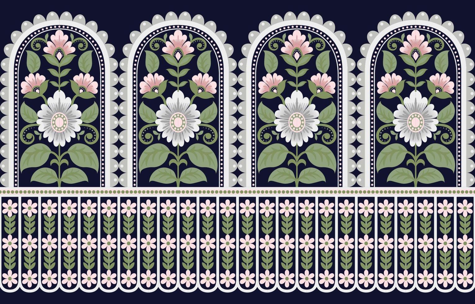 diseño tradicional geométrico étnico oriental para fondo, alfombra, papel pintado, ropa, envoltura, batik, tela, estilo de bordado de ilustración vectorial. vector