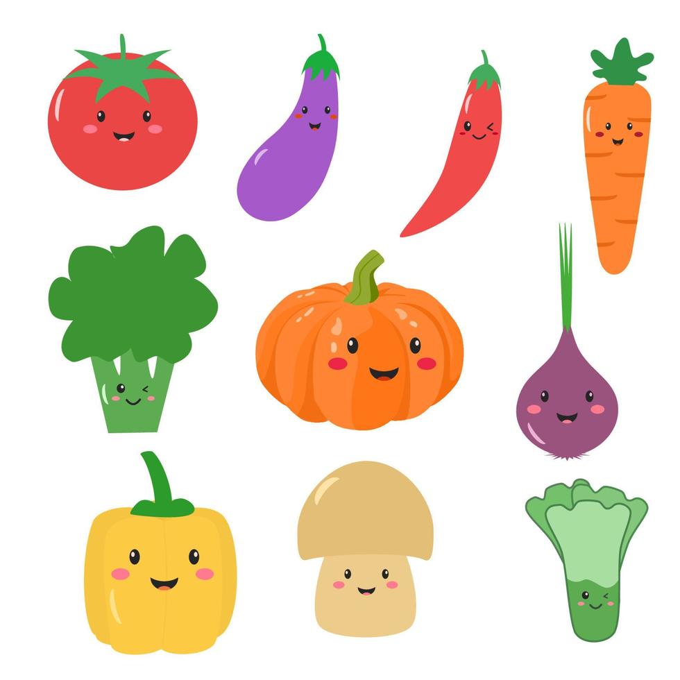 Cartoon vegetable collection vector