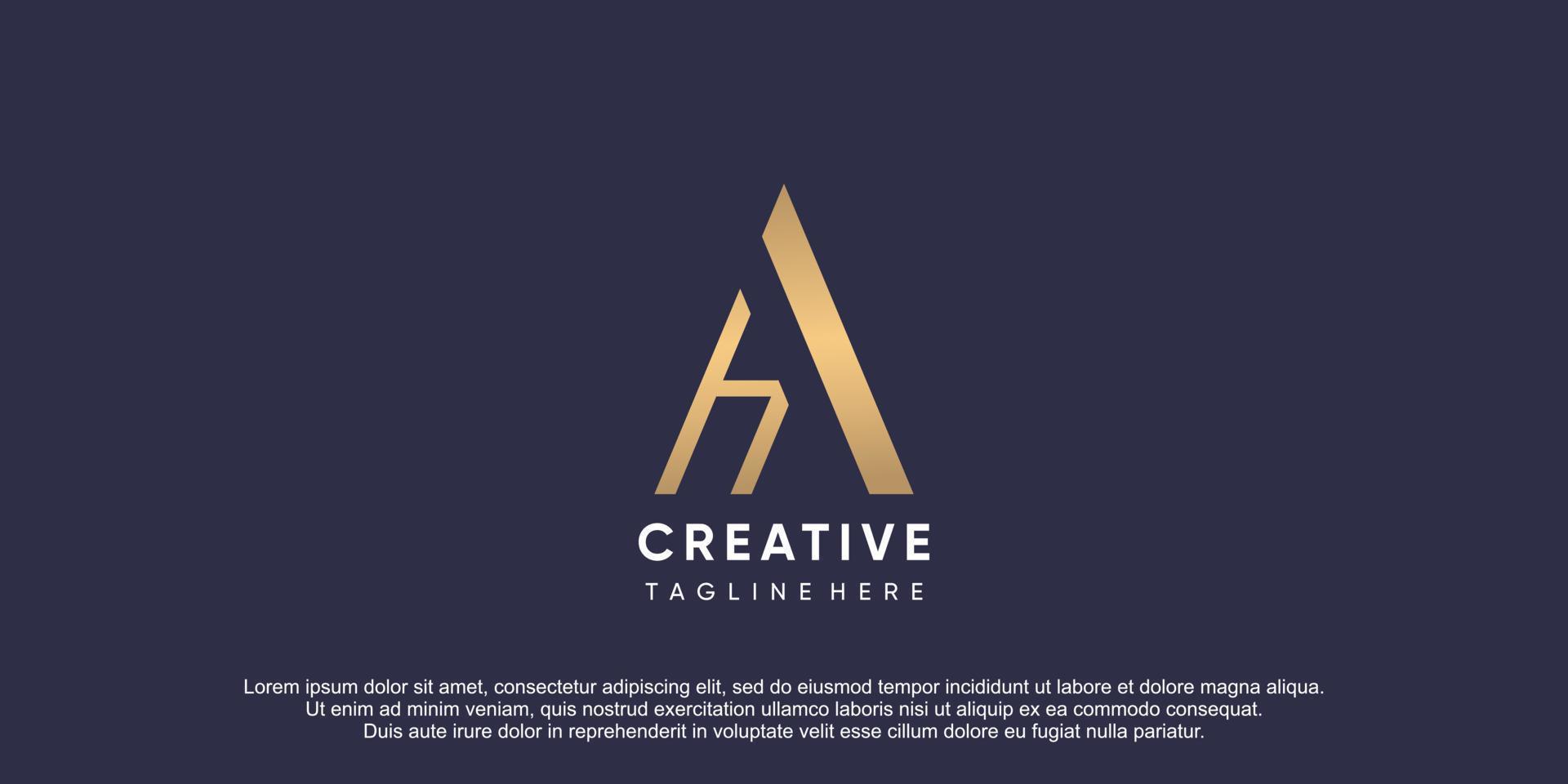 logotipo de letra ah con ilustración de icono de diseño de concepto creativo vector
