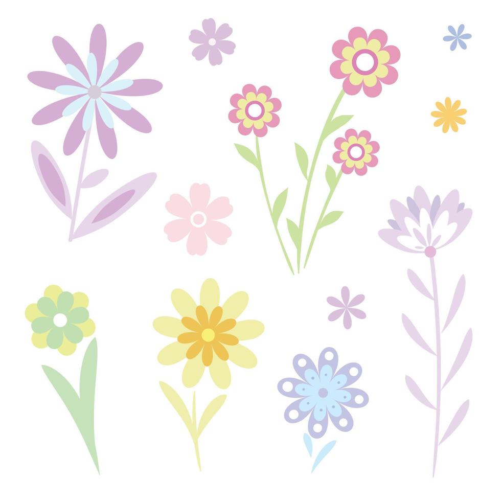 Vector flowers, colorful flower clip art