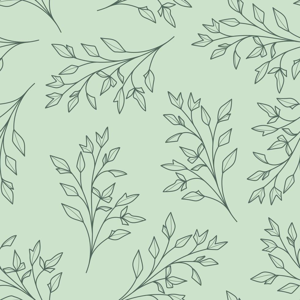Green grass line illustration, vector repeat pattern